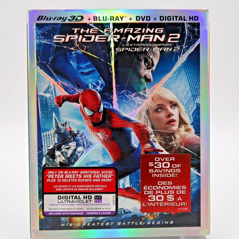 The Amazing Spider-Man 2 Blu-ray 3D DVD Andrew Garfield Emma Stone Jamie Foxx
